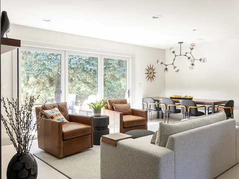 Open living and dining room after a whole-house remodel